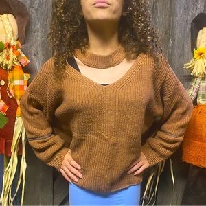 Brown Fall Sweater with Collar XL